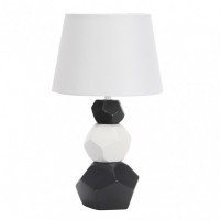 Distribuidor - Lâmpadas Diversas | Sobre Mesas Decoração | SOBREMESA CERAMICA FOZ 1XE27 BLANC/NEG PANT BLANCA 41X24X24 CM Ref: 160571026